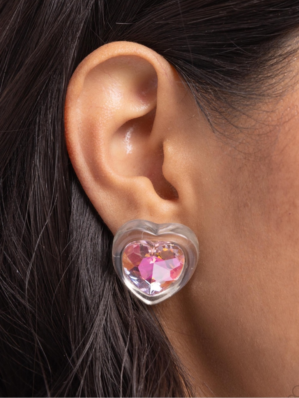 NWT Pink/Clear Heart-Pounding Haute Post Earrings(Last One)